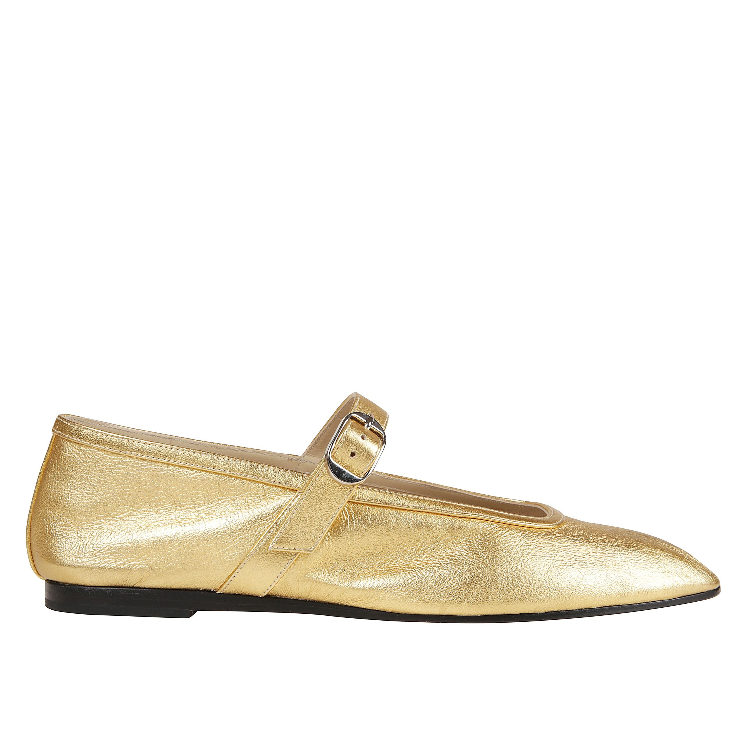 Ballerine mary jane in pelle color oro a punta smussata