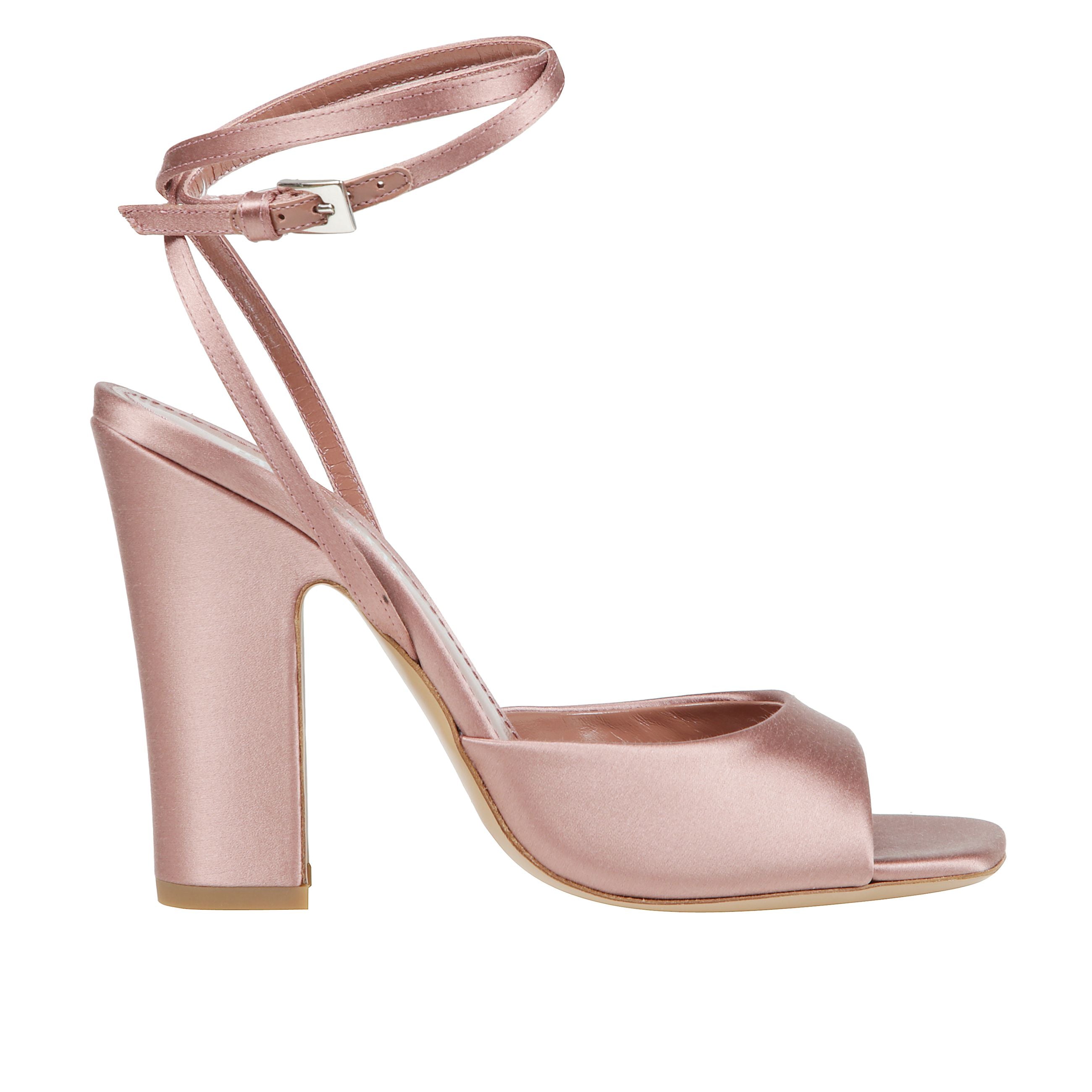 Lara sandal 100
sandali a punta quadrata in satin e laccio alla caviglia. tacco chunky rivestito.