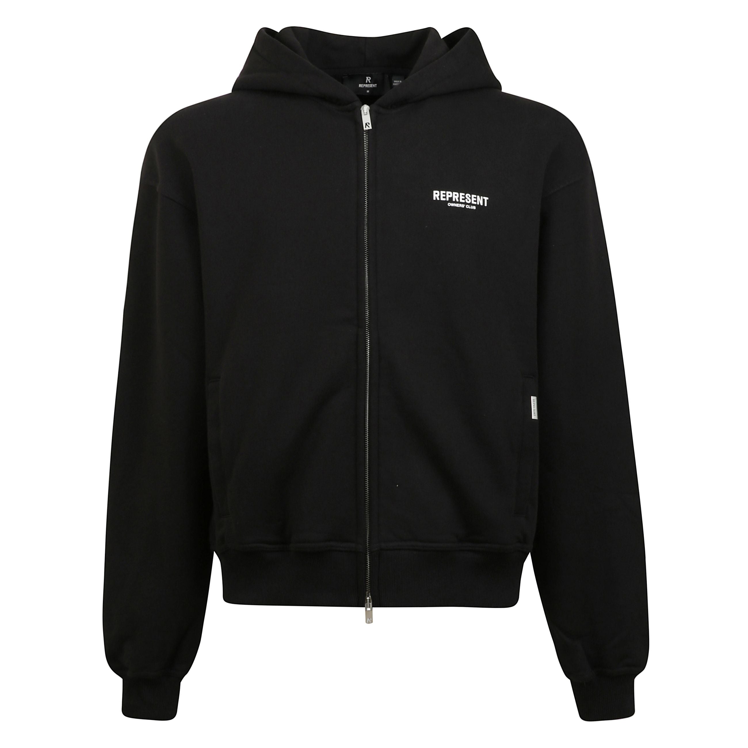 Felpa con cappuccio e zip di represent. logo del brand su petto e retro. polsini e fondo a costine.