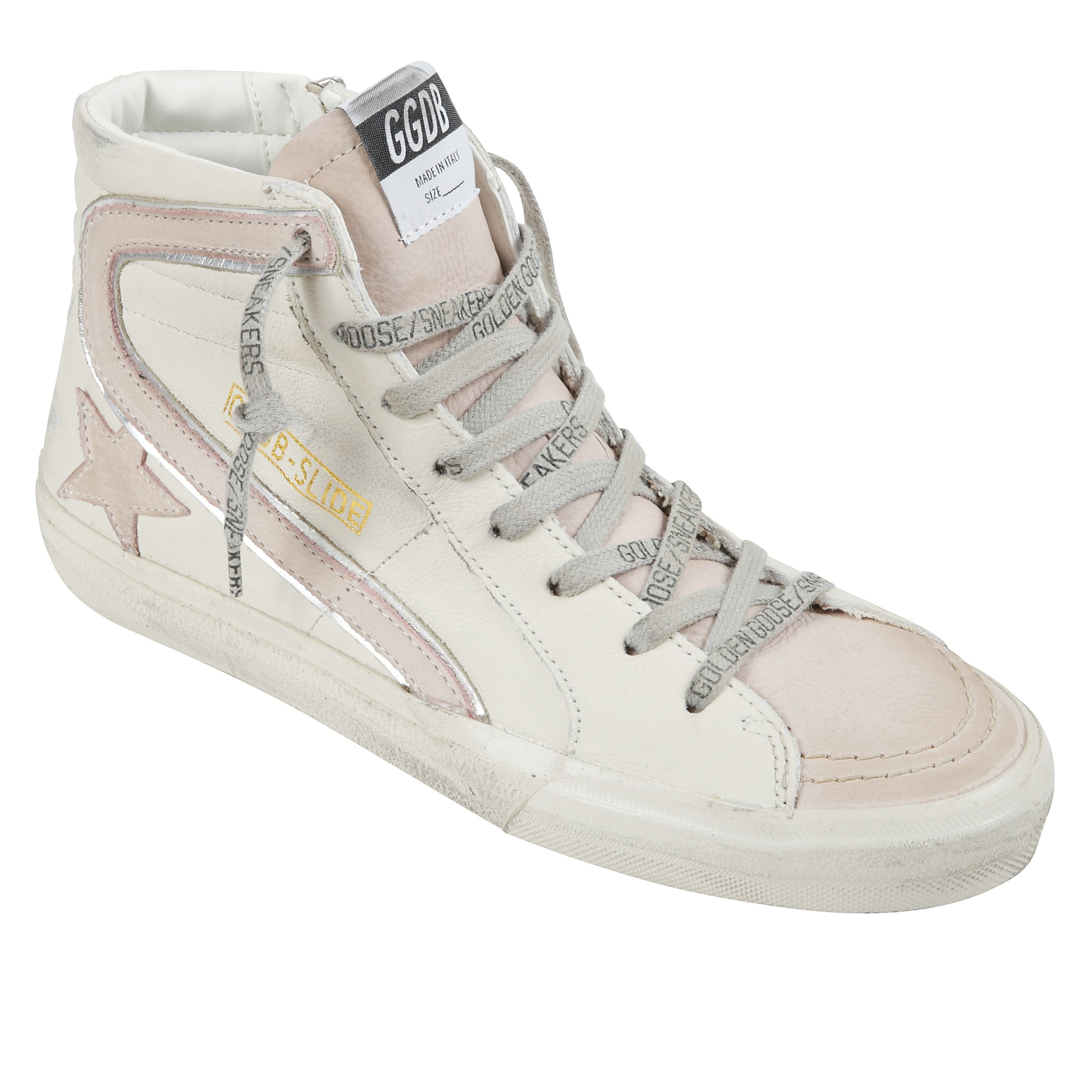 Sneakers slide alte con stella in suede rosa