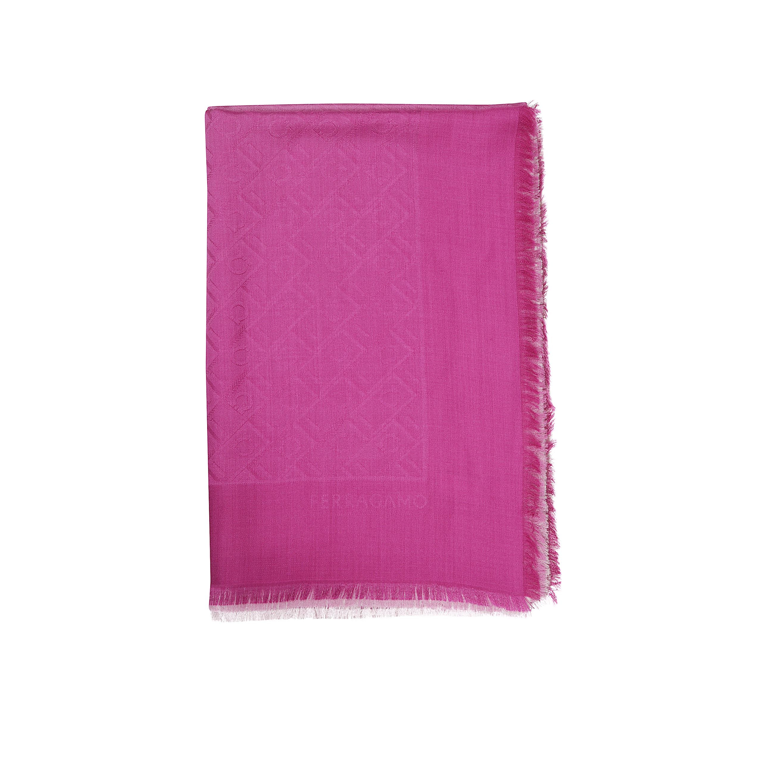 Scialle in un blend di lana e seta jacquard con pattern ferragamo monogram con effetto dÃ©gradÃ©.