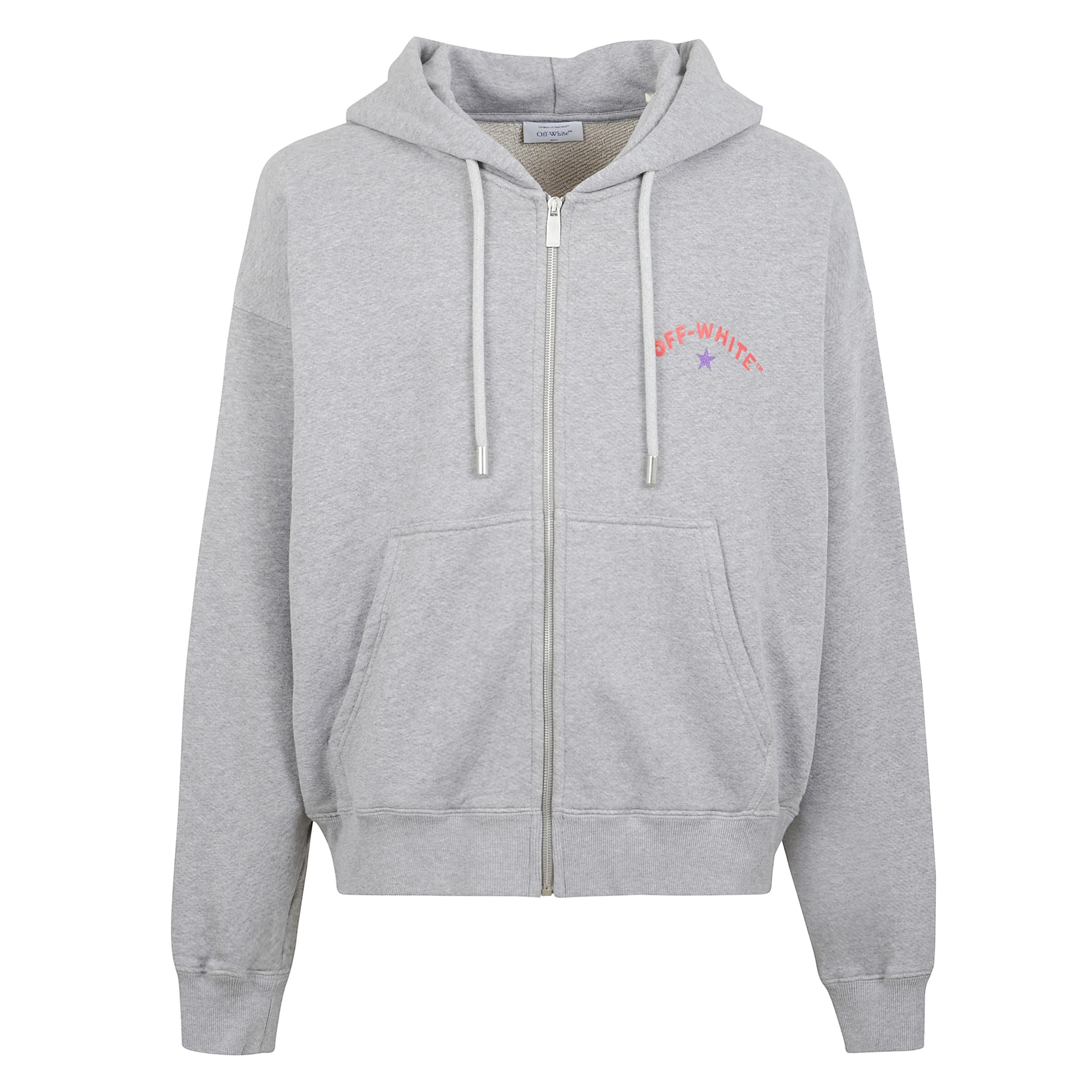 Felpa con cappuccio con stampa del logo, chiusura con cerniera frontale, due tasche anteriori a marsupio e motivo frecce caratteristico sul retro