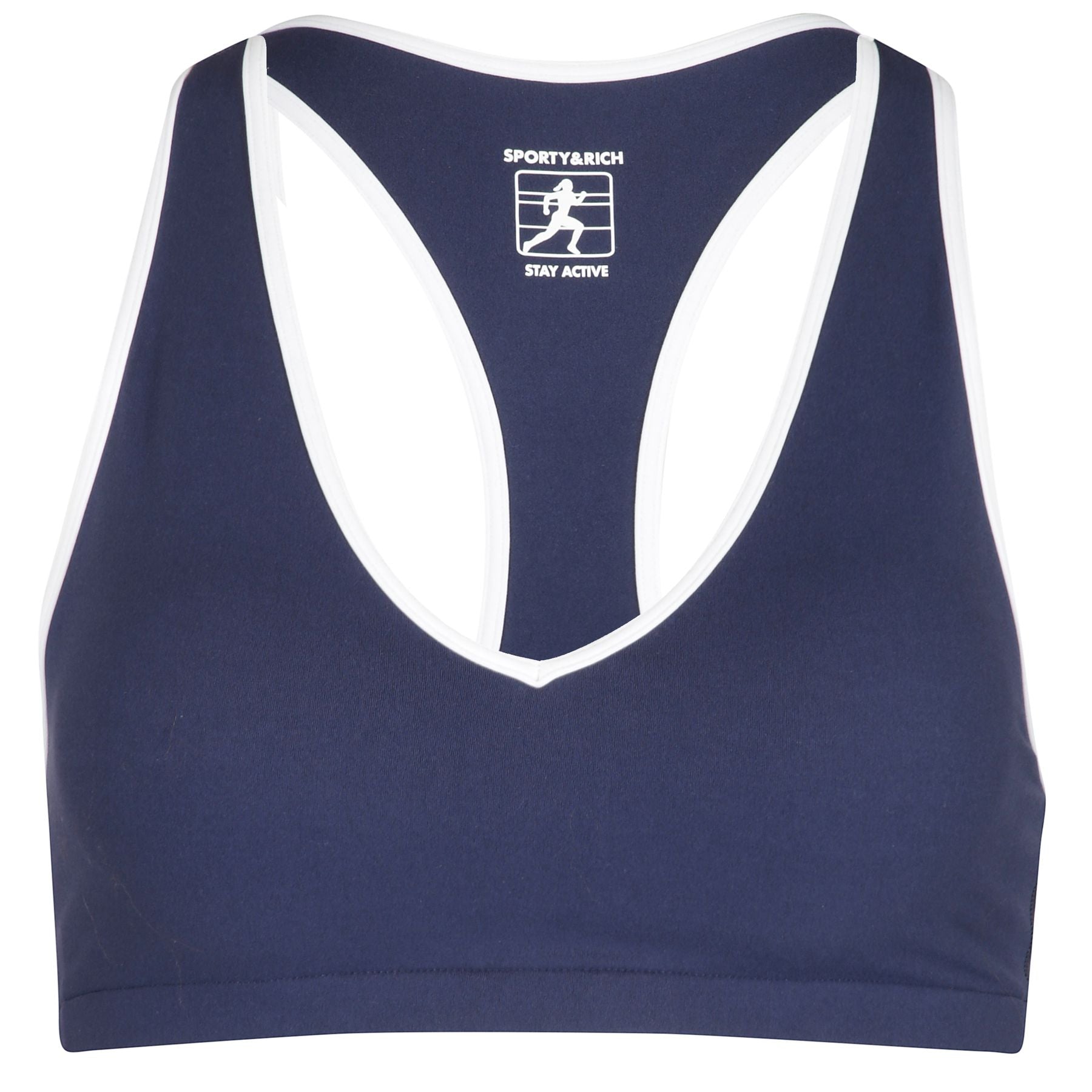 Reggiseno sportivo runner box, bordo a contrasto, stampa del logo sul retro