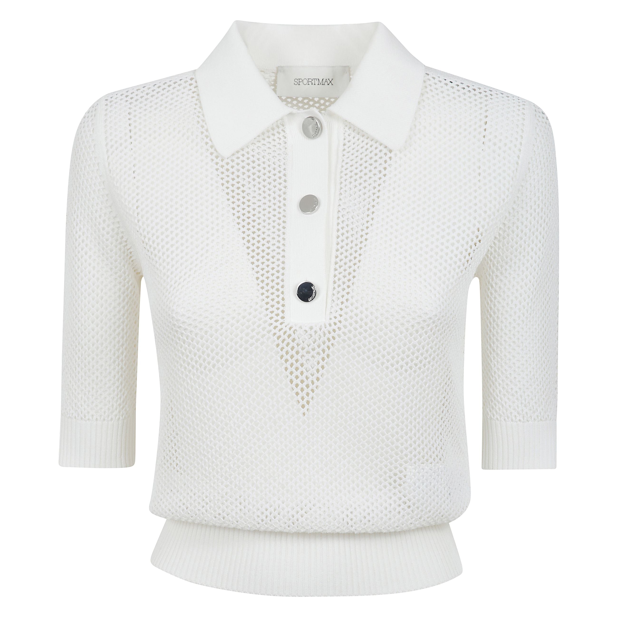 Maglia polo manica corta in filato viscosa.