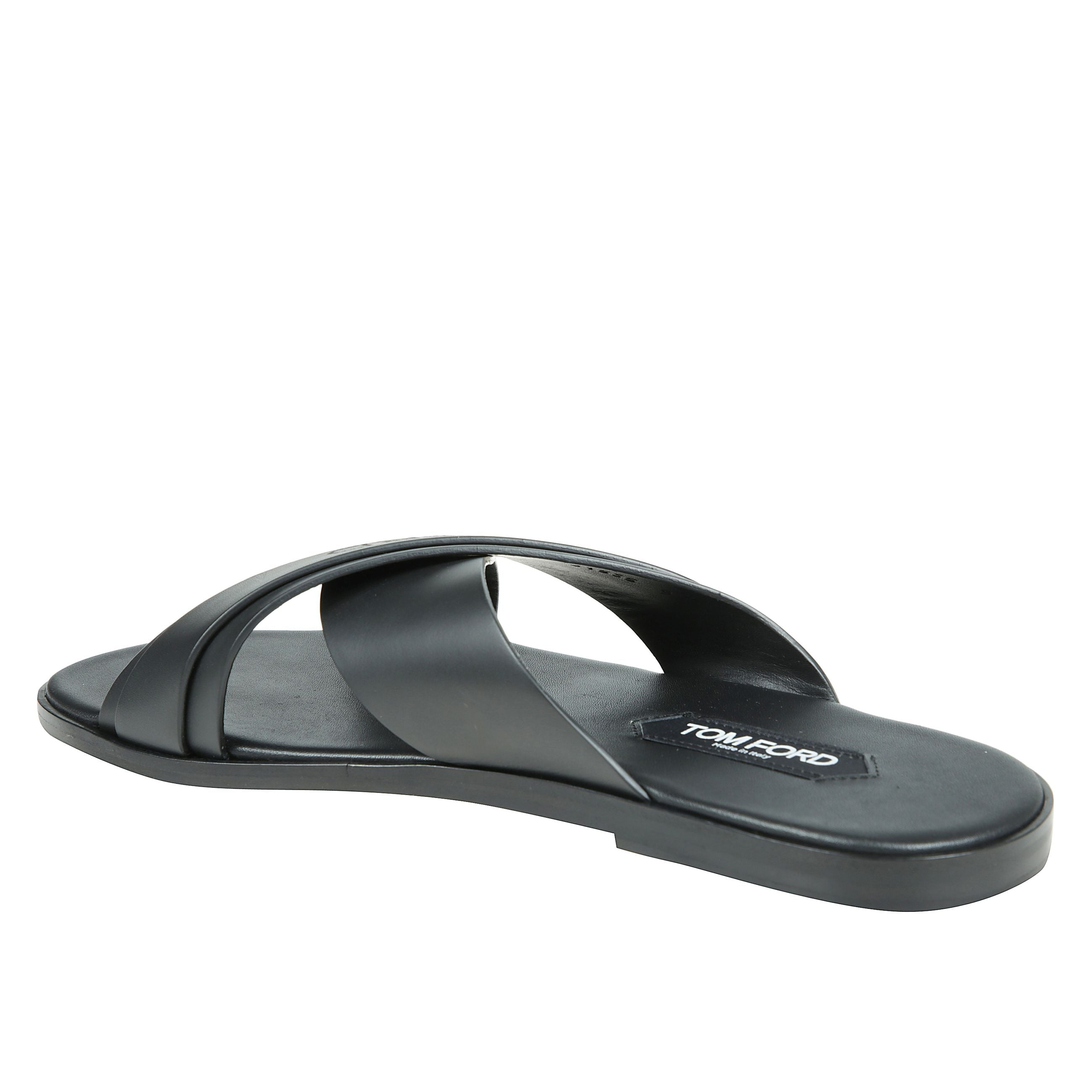 Sandali preston in pelle con logo perforato e doppia fascia