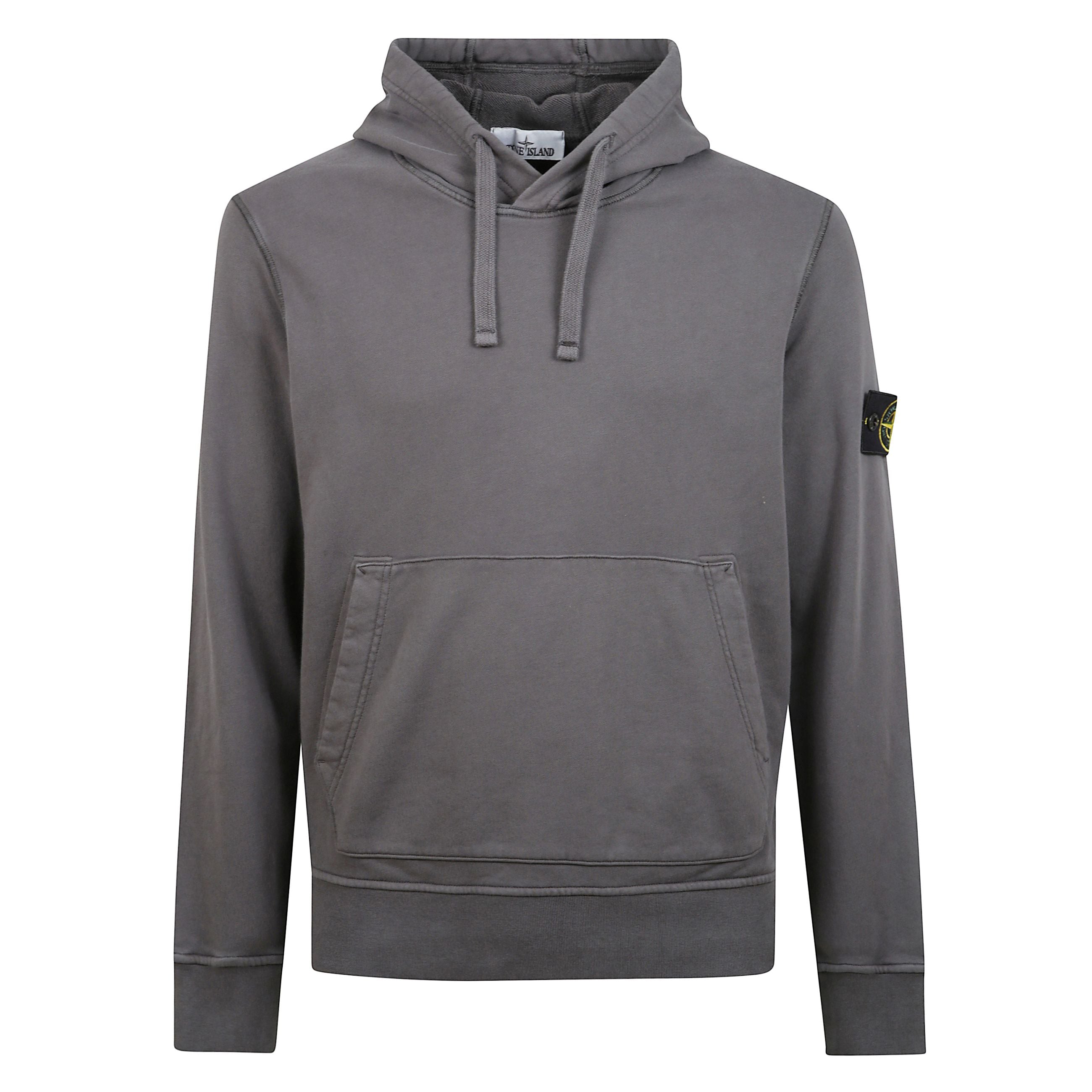 Felpa di cotone con cappuccio con coulisse, tasca a marsupio, lunetta foderata sotto la scollatura posteriore e cuciture overlock