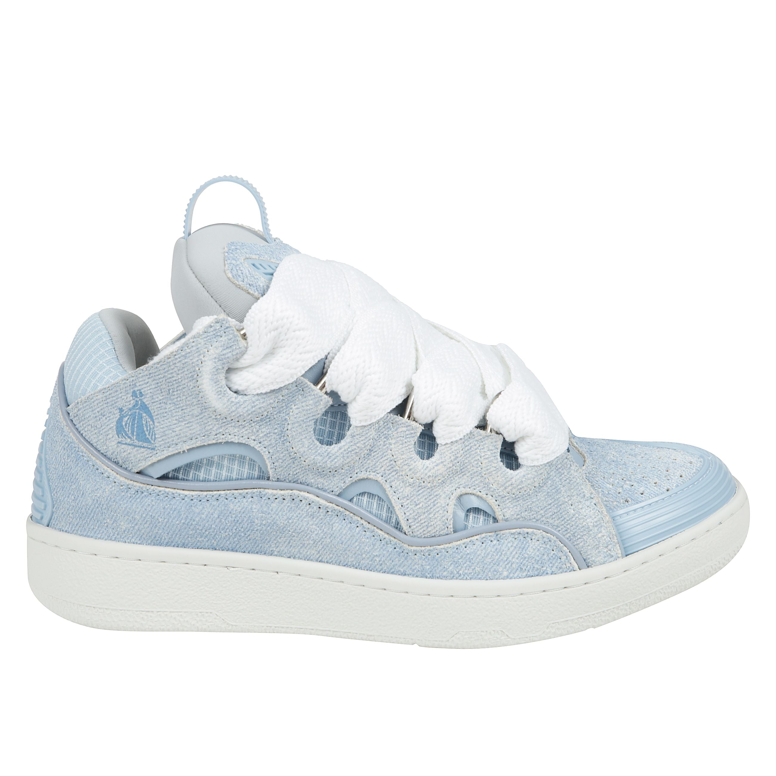 Sneakers curb in nappa di vitello, pelle scamosciata e mesh, linguetta imbottita, punta a mandorla, lacci doppi cerati e intrecciati con motivo a spina di pesce
linguetta trapuntata con etichetta lanvin e logo mother and child in rilievo