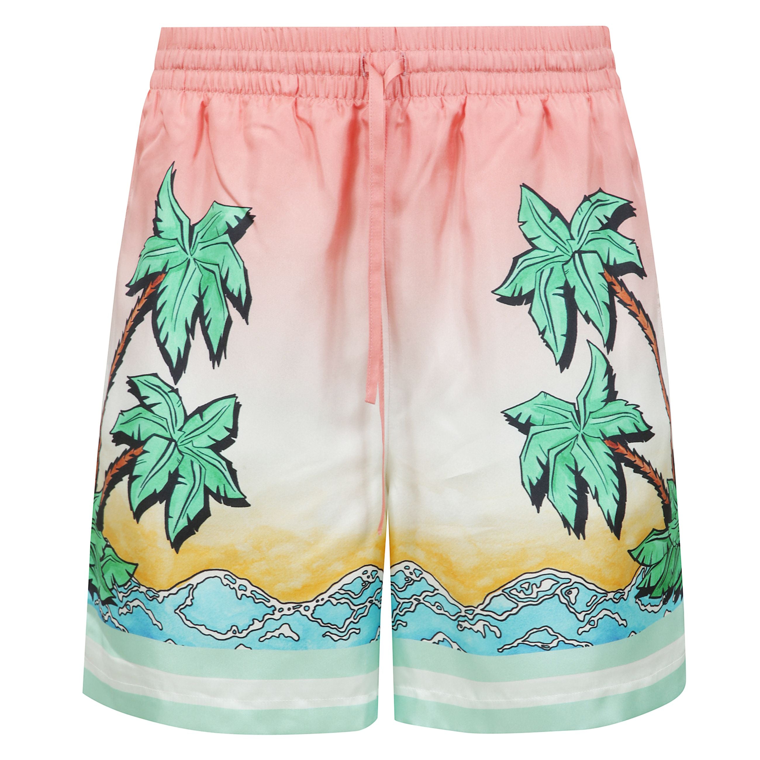 I pantaloncini in seta tennis club sono un design stampato all-over che reinterpreta la stampa tennis club della casa in un tema surf. rifinito con un elastico in vita, cordoncino di chiusura, tasche laterali in cucitura e una tasca posteriore patch e orl