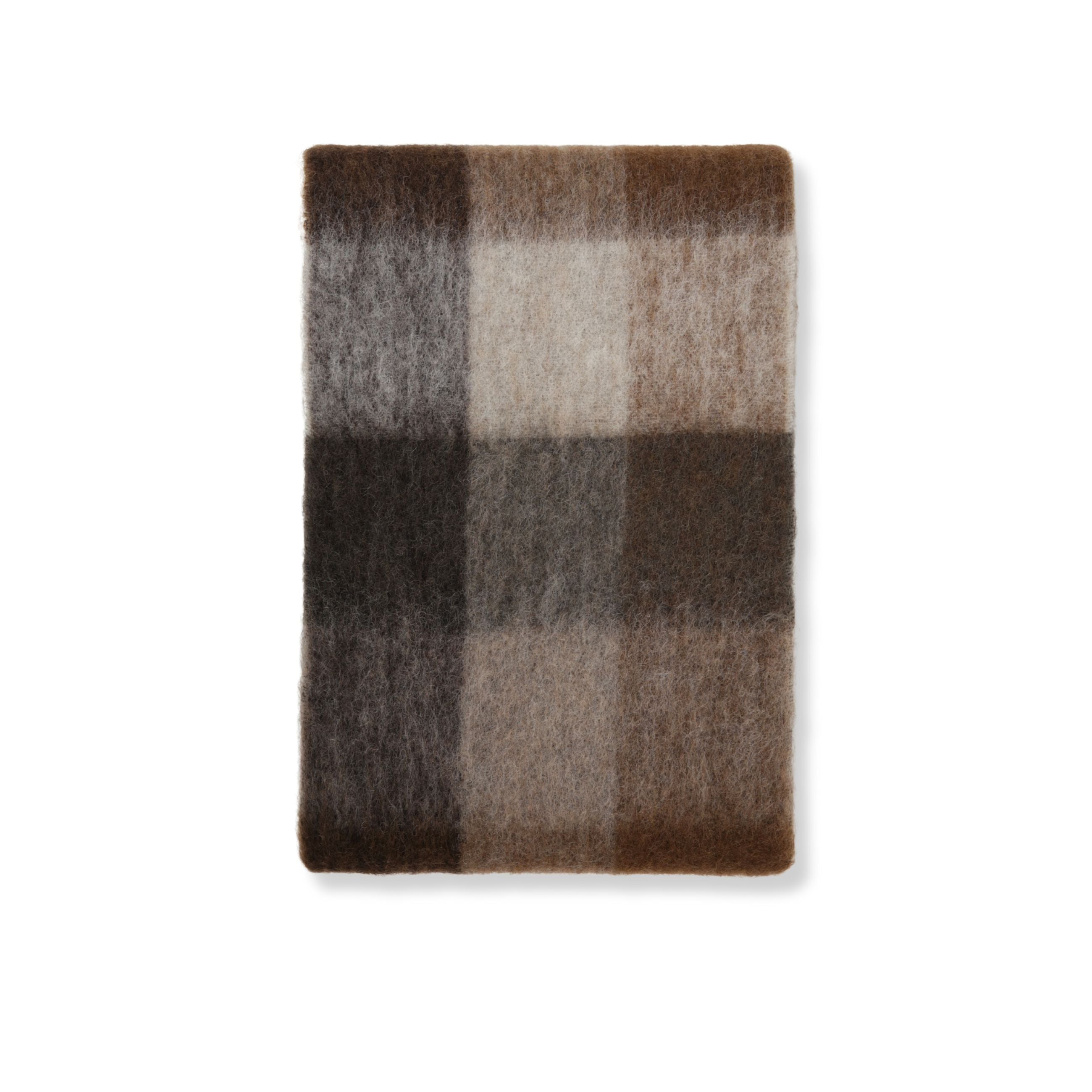 Sciarpa in lana acne studios. motivo a quadri. orlo con frange. logo del brand applicato.