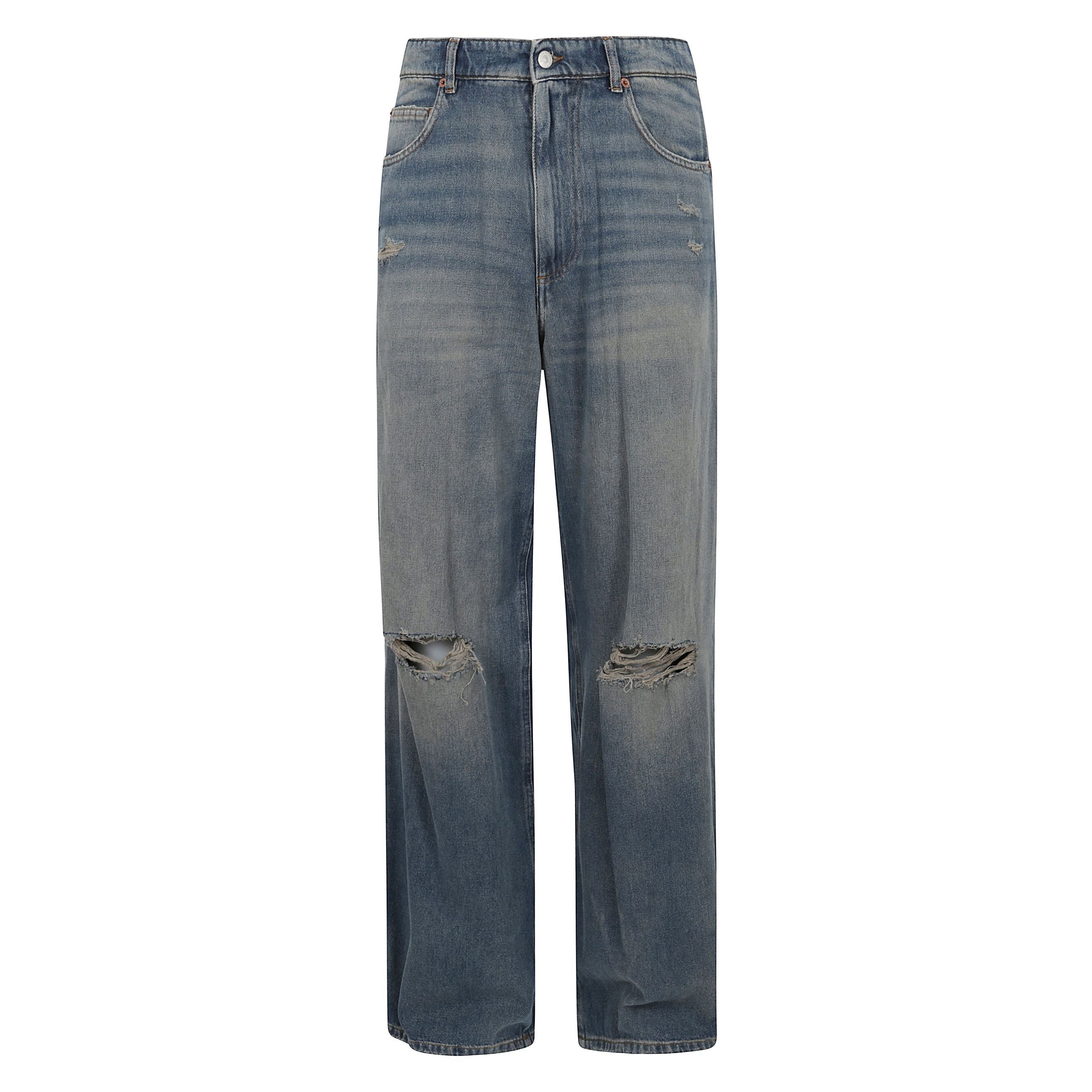 Jeans a gamba ampia con effetto vissuto