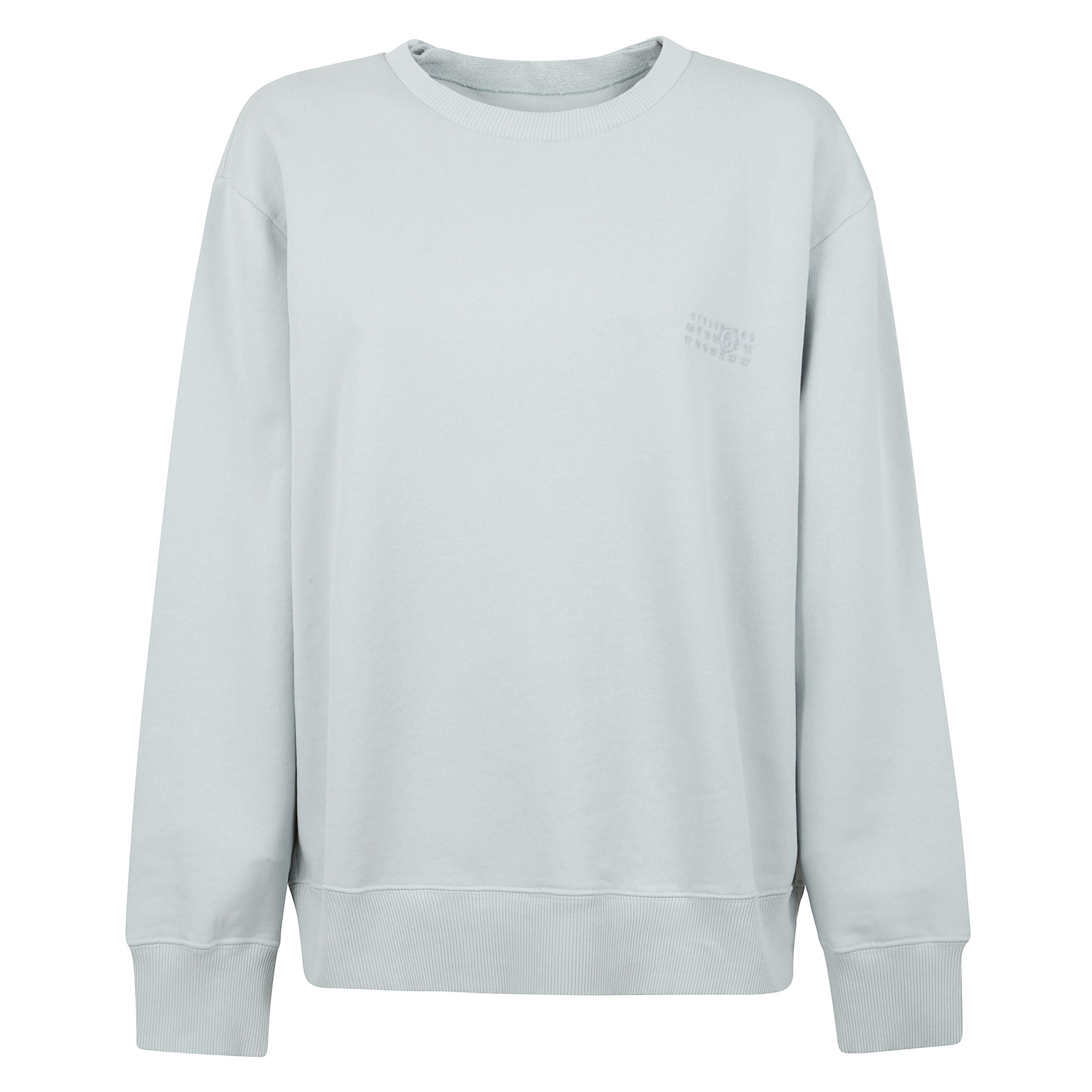 Maison margiela felpa in cotone con logo ricamato sul petto e dettaglio sul retro