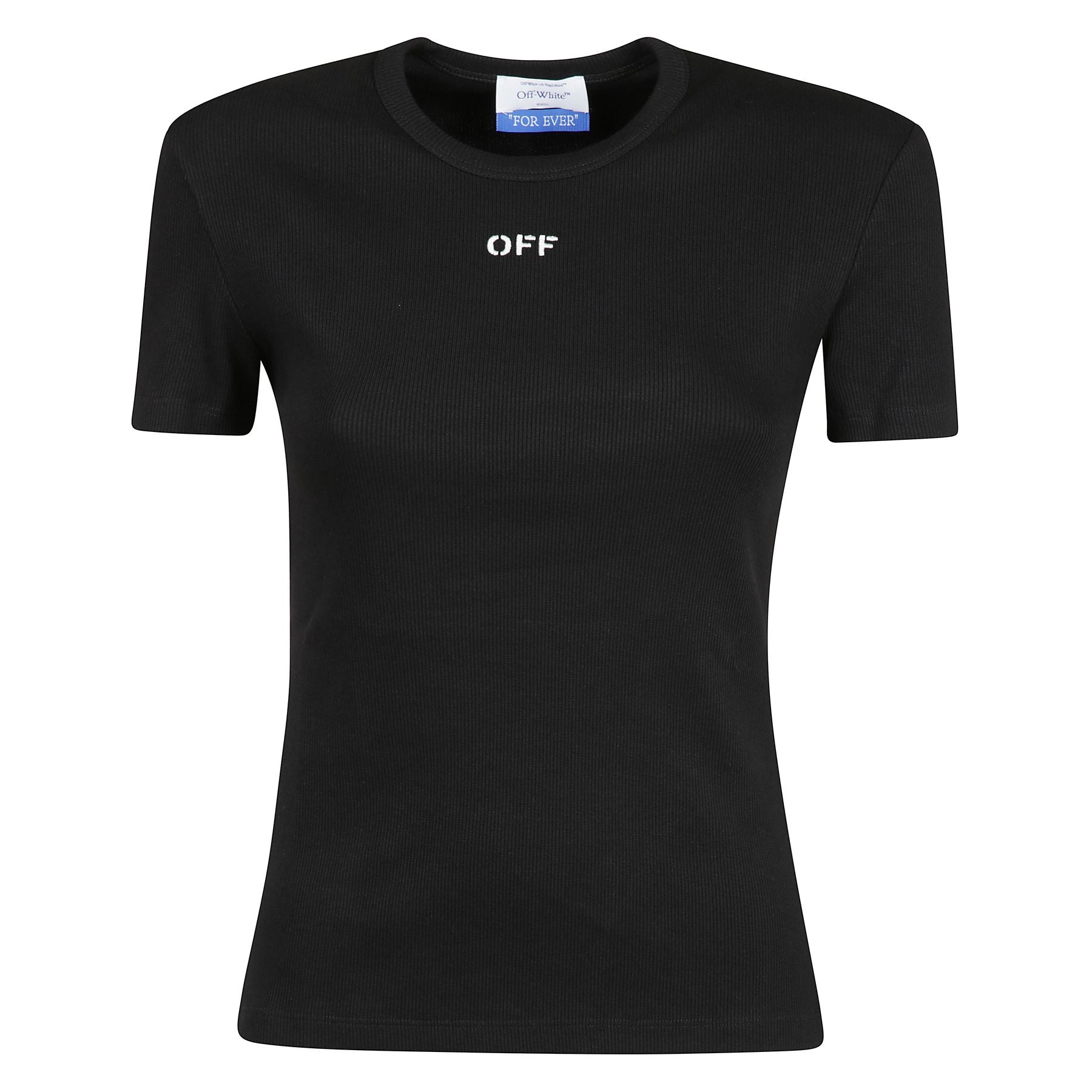 Top in maglia a coste con logo ricamato a contrasto sul petto