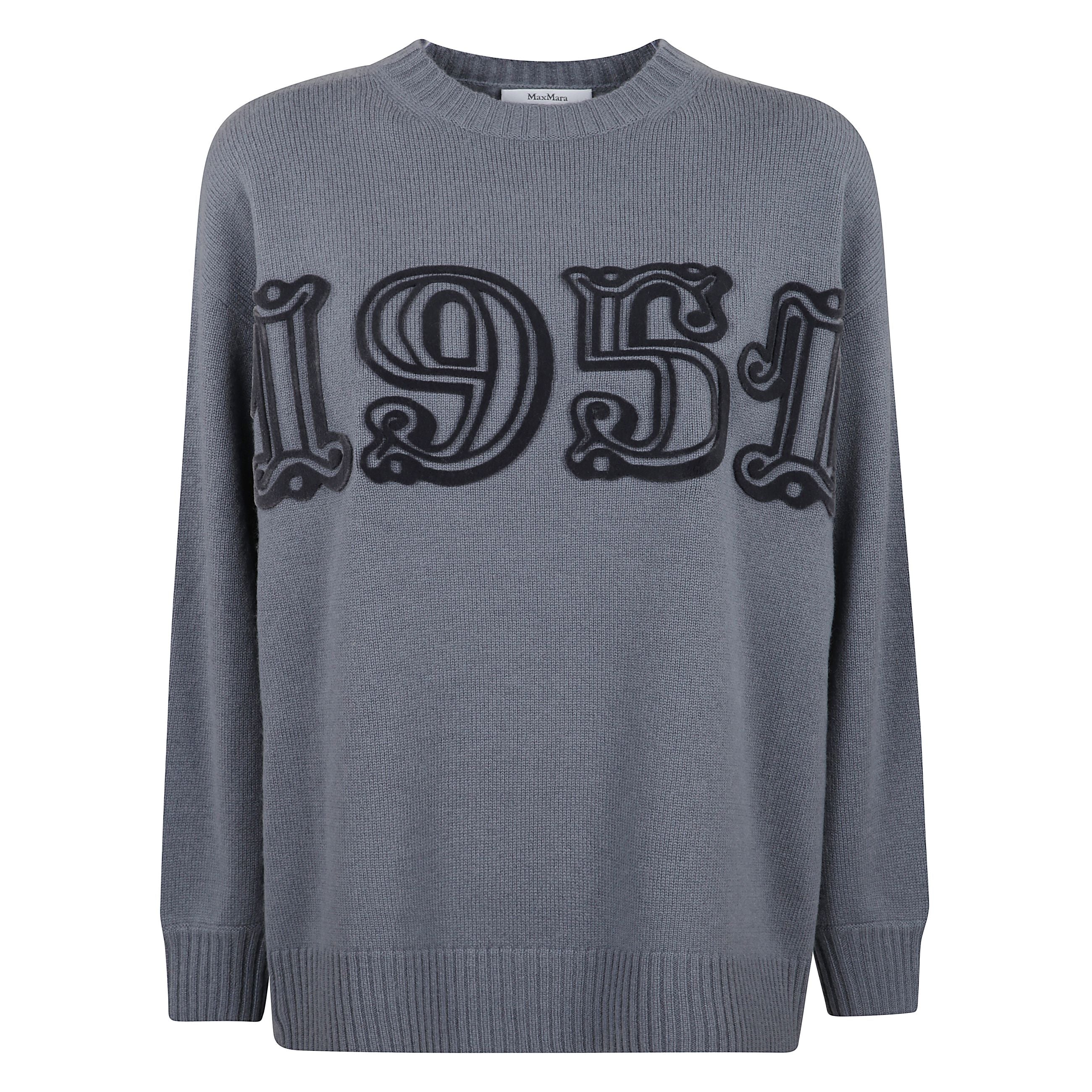 Maglione a girocollo in lana con ricamo 1951 e fondo a costine