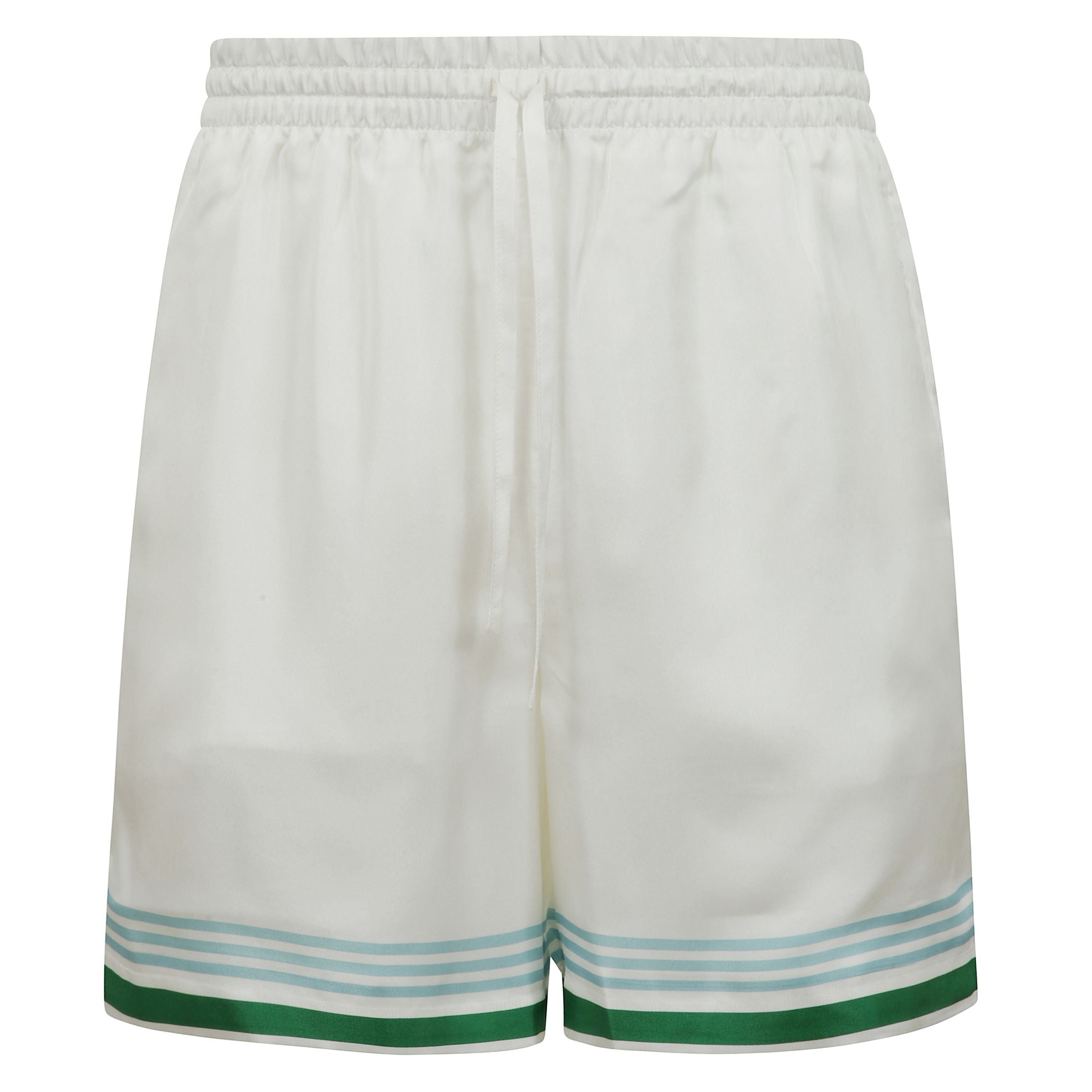 Pantaloncini in seta tennis club icon, cintura elastica e coulisse, tasche laterali e tasca posteriore applicata.