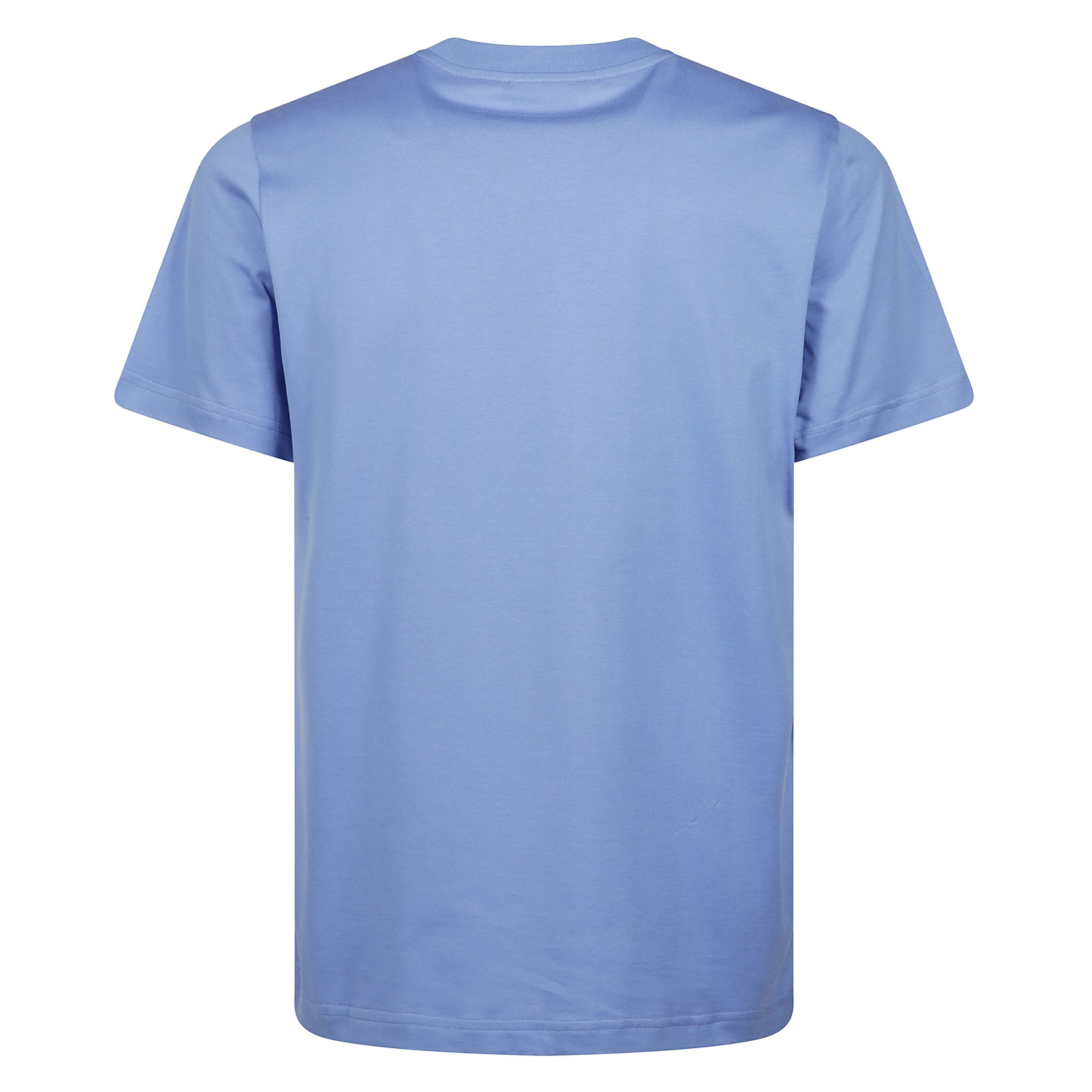 T-shirt a girocollo blu con applicazione logo sul petto