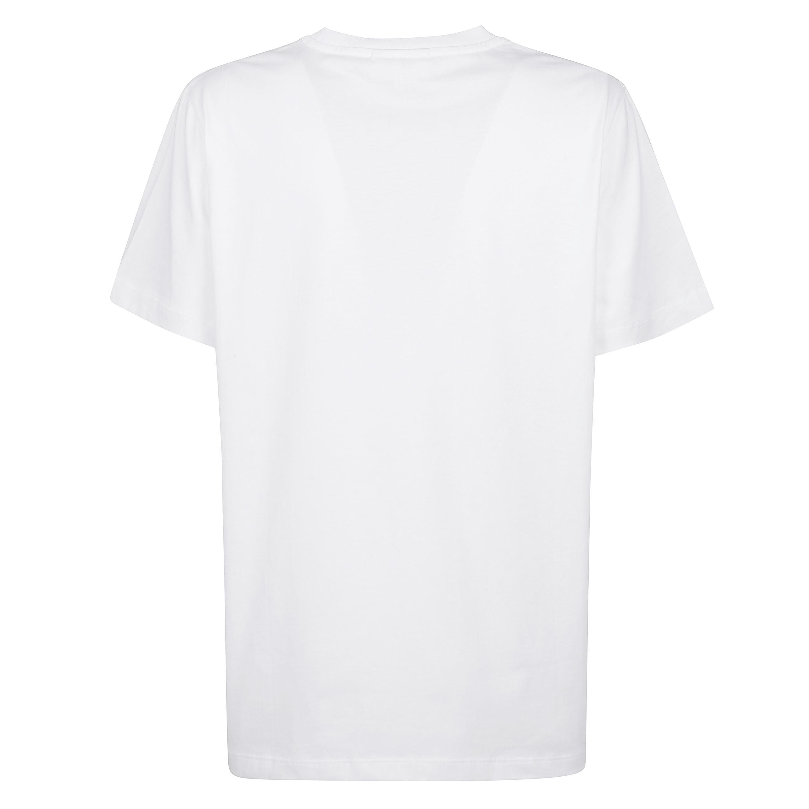 T-shirt ganni con stampa frontale. girocollo e maniche corte.