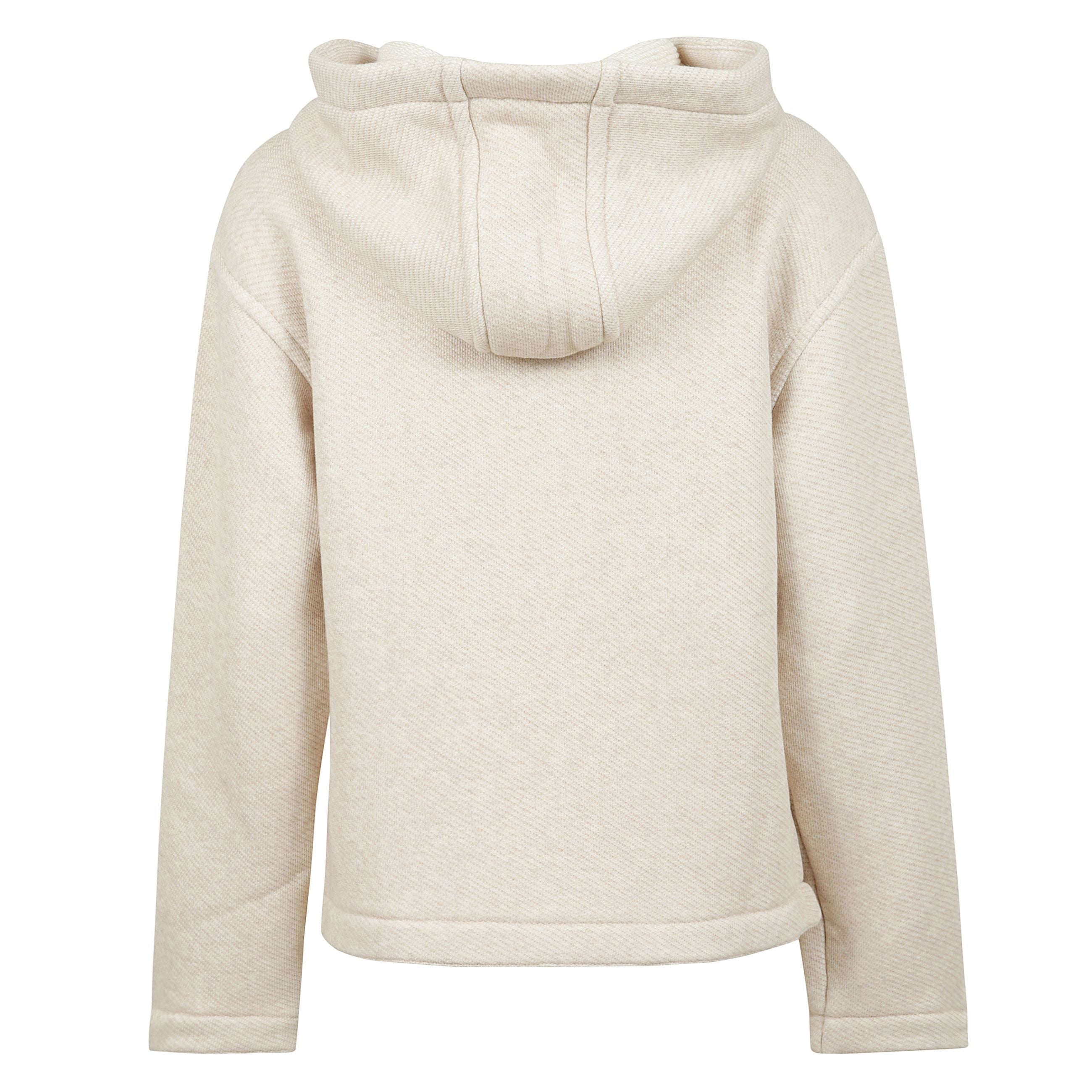 Felpa con cappuccio in morbido tessuto di cotone con maniche lunghe a giro basso e cappuccio.