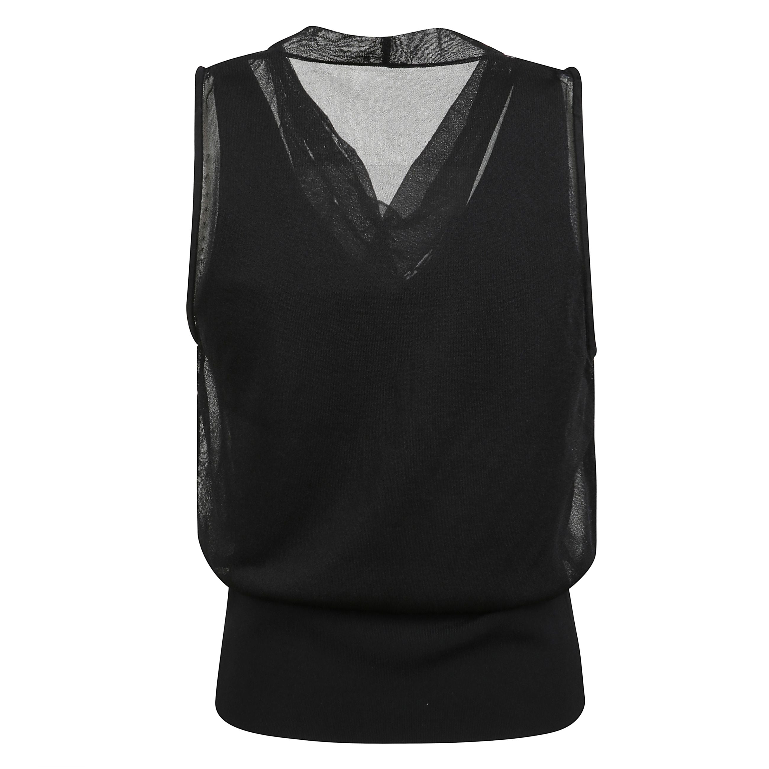 Top carmina con orlo a coste e scollo drappeggiato