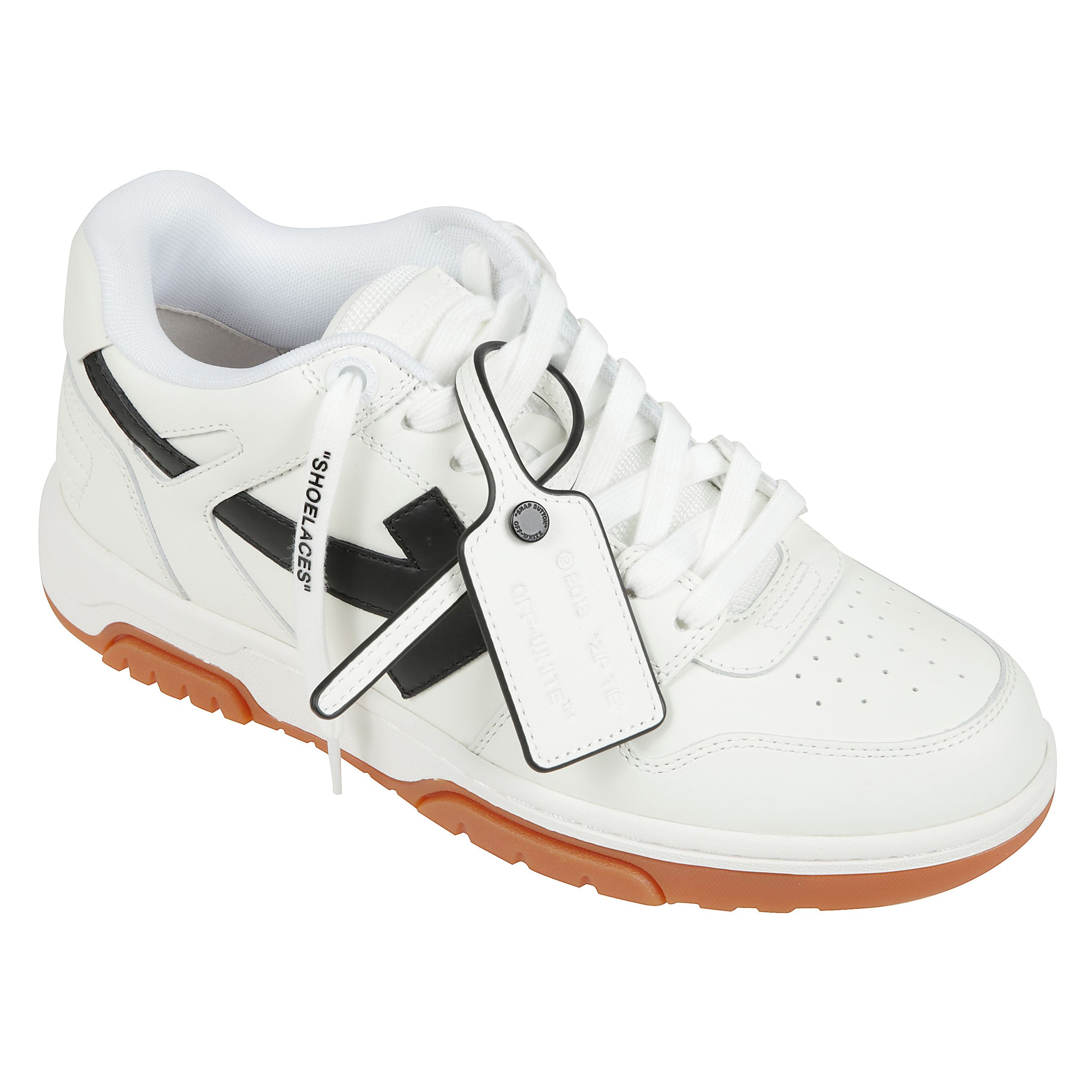 Out of office calf leather white black
con chiusura frontale con lacci, logo sul tallone, punta tonda e suola piatta in gomma