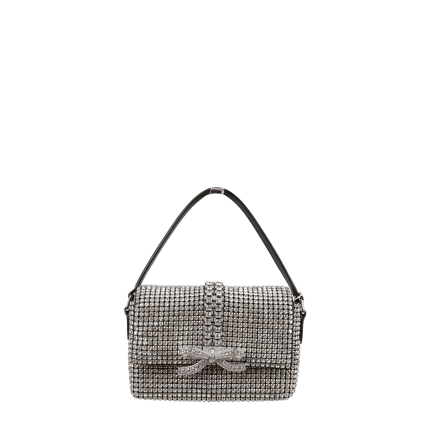 Black rhinestone chainmail micro bag