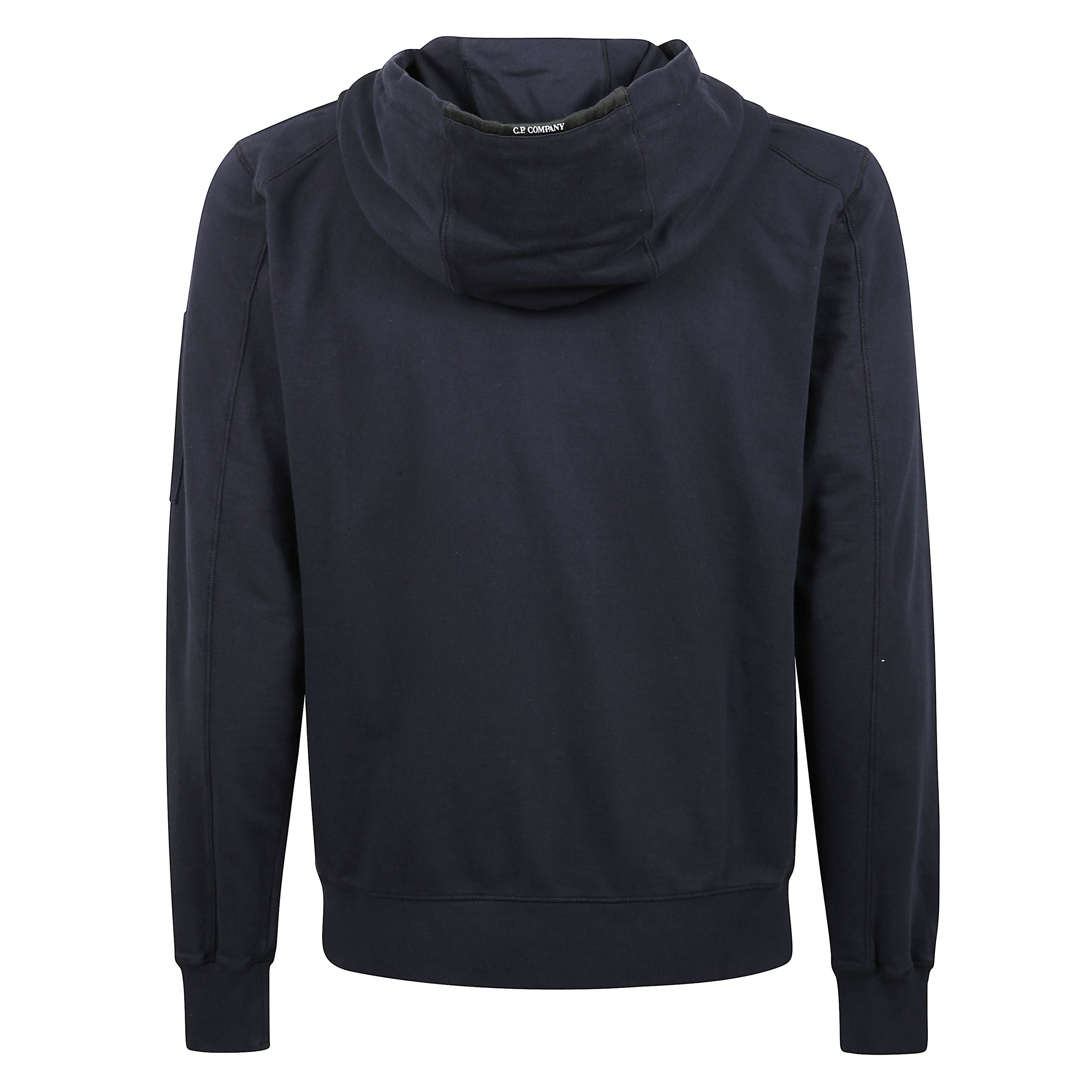 Felpa in cotone con zip e cappuccio, applicazione iconico logo sul braccio, tasca con zip sulla manica