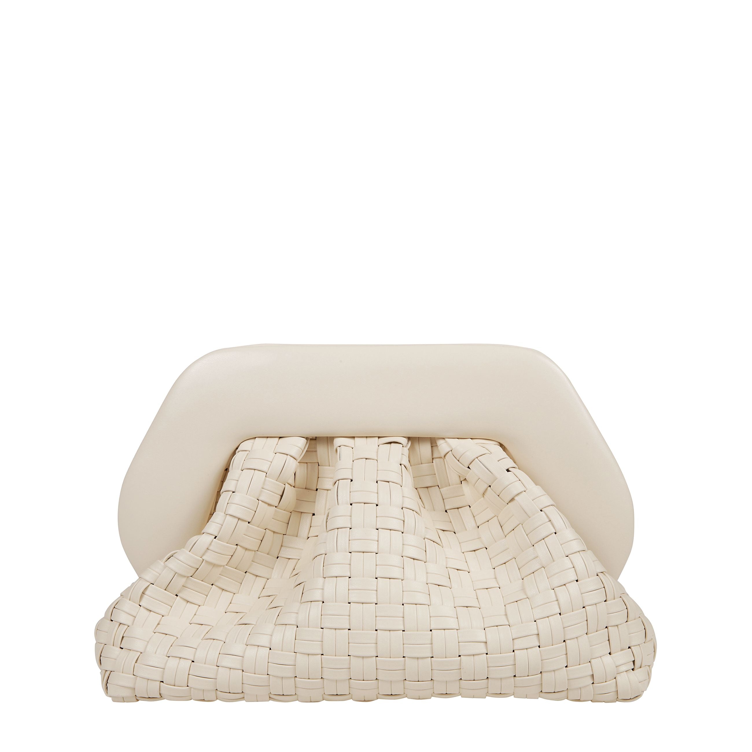 Clutch tia beige chiaro con chiusura magnetica nascosta
e tracolla regolabile e rimovibile, ha componenti metalliche color oro con logo inciso