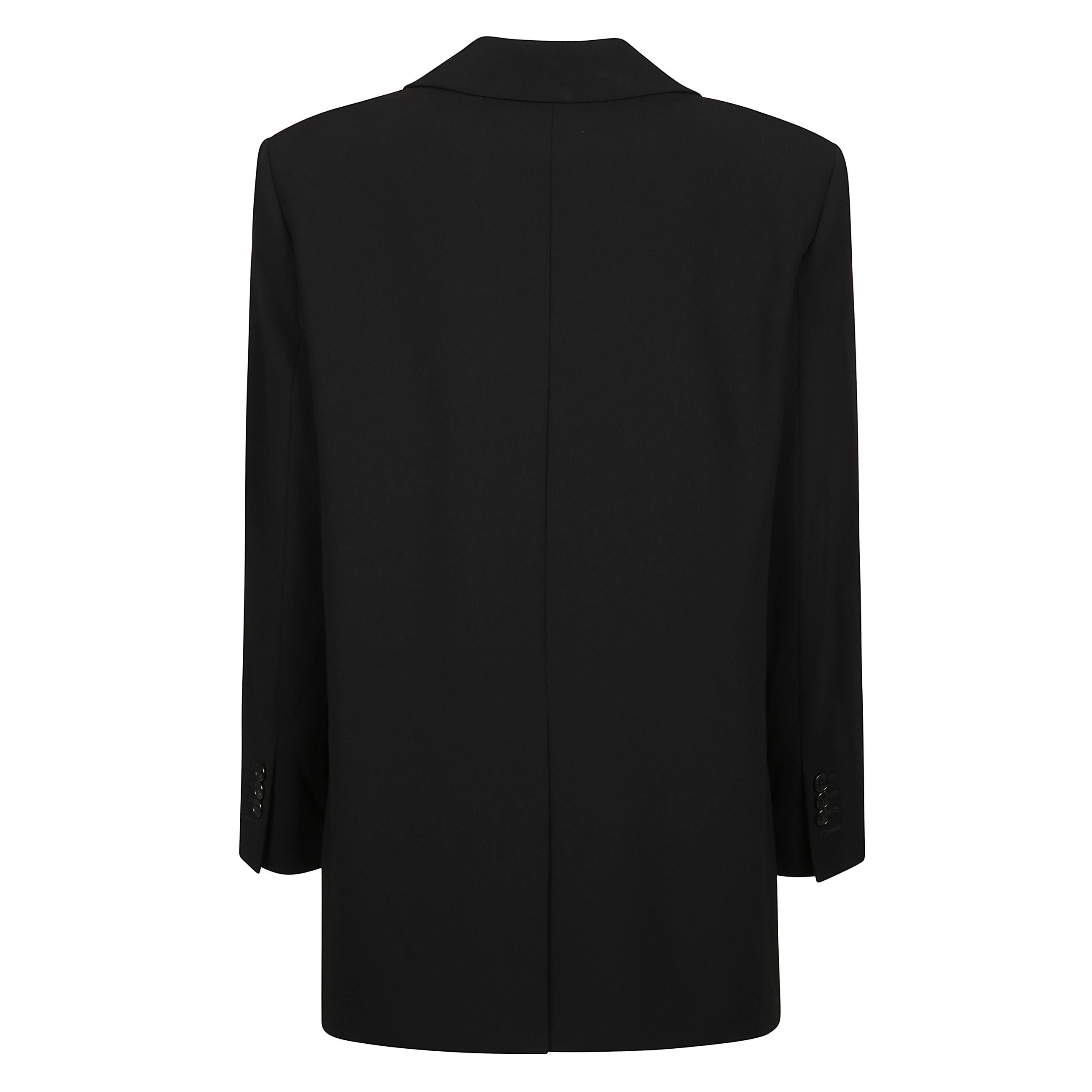 Blazer in crÃªpe nero con abbottonatura frontale nascosta
e spalline