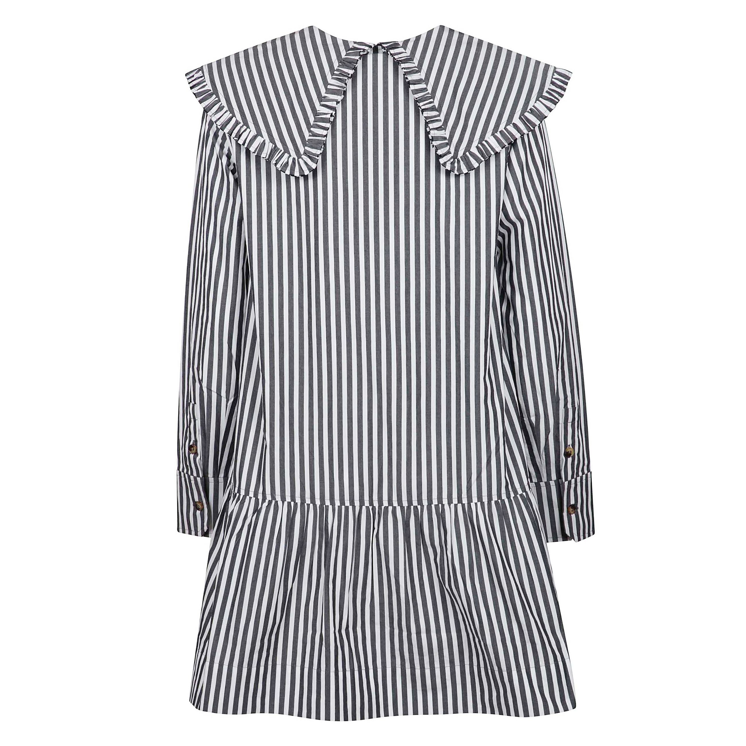 Chemisier a righe maniche lunghe con colletto oversize e chiusura frontale