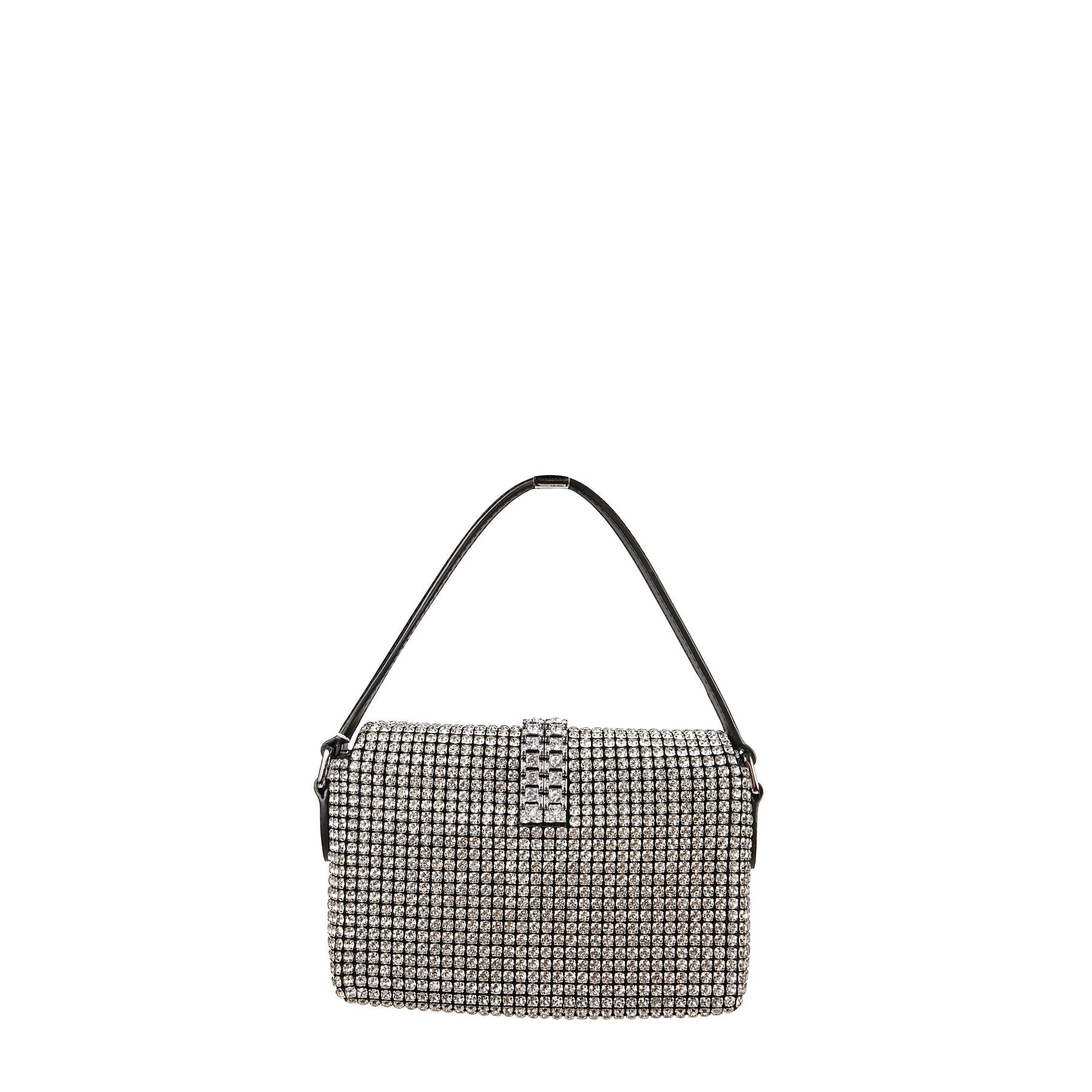 Black rhinestone chainmail micro bag