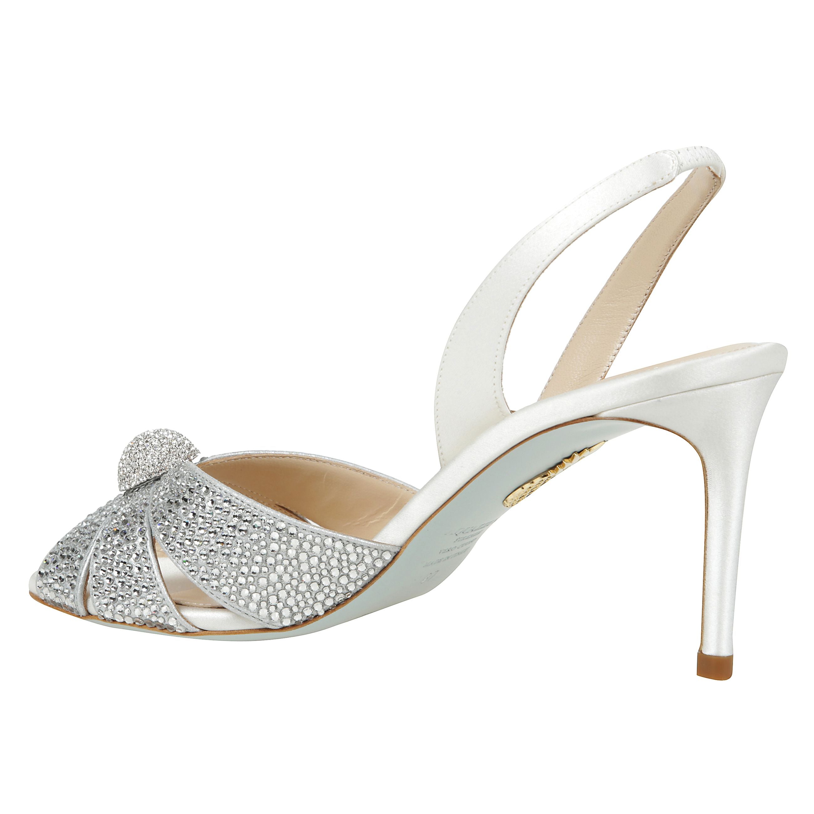 Italian flirt sandal 75
slingback con cinturino elastico, punta aperta a mandorla, soletta in pelle con marchio, suola in cuoio