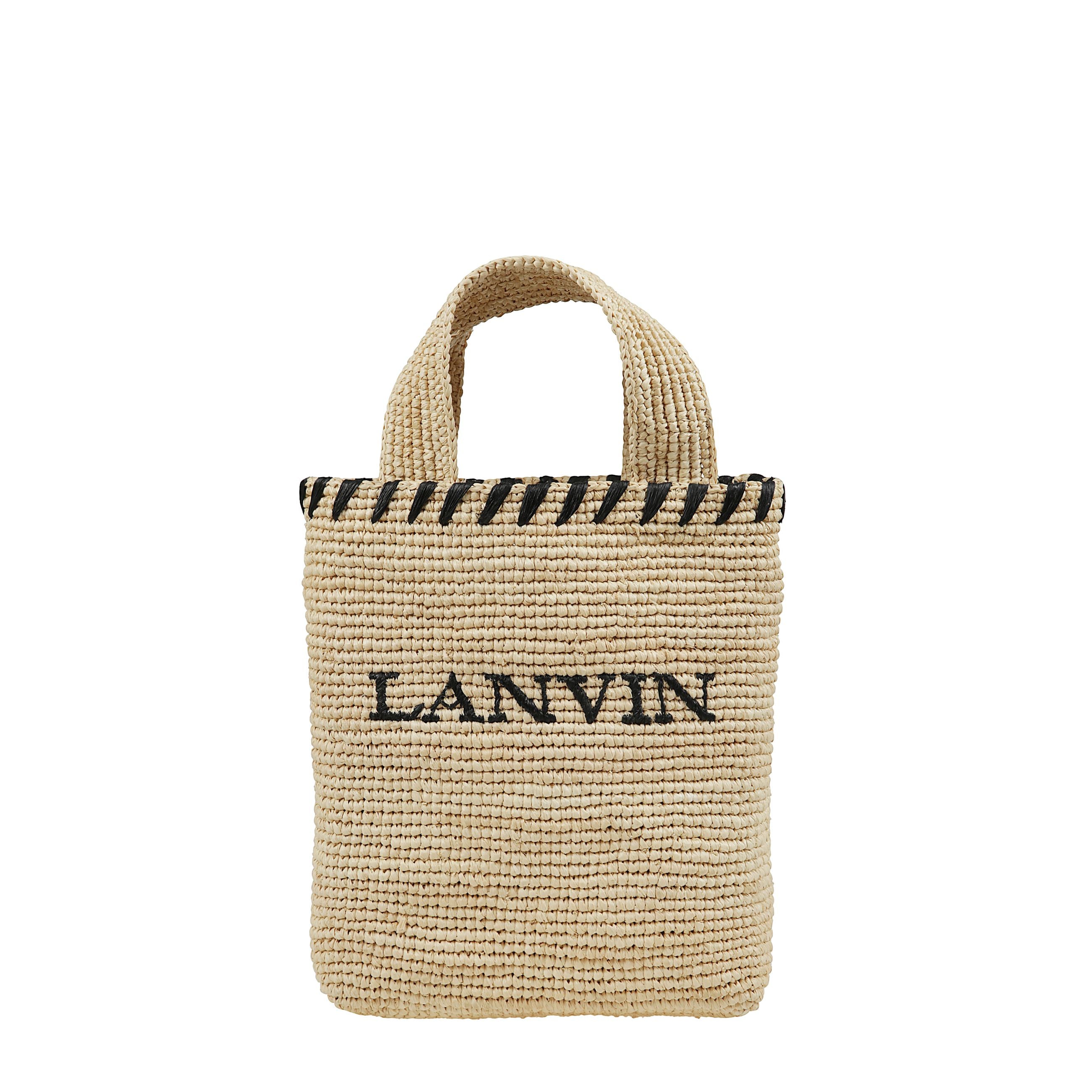 Tote bag in raffia ricamata con il logo lanvin leggera e pratica.